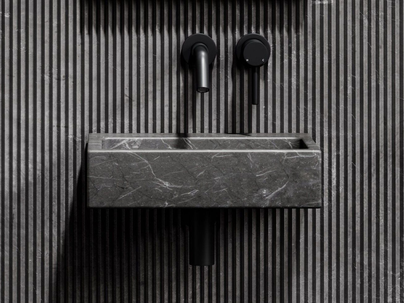 Прямоугольная подвесная раковина из мрамора Pietra Grey LUSSO VIA ARCH-00148864