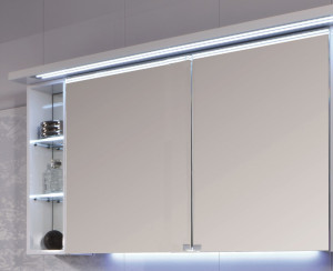 S2A43926L(169) Puris Crescendo, зерк. шкаф (2 двери) c LED подсветкой 900 мм левый, цвет серый структурный