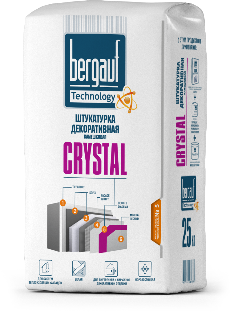 13706838 Штукатурка декоративная Crystal камешки 2.5 мм 25 кг STLM-0003704 BERGAUF