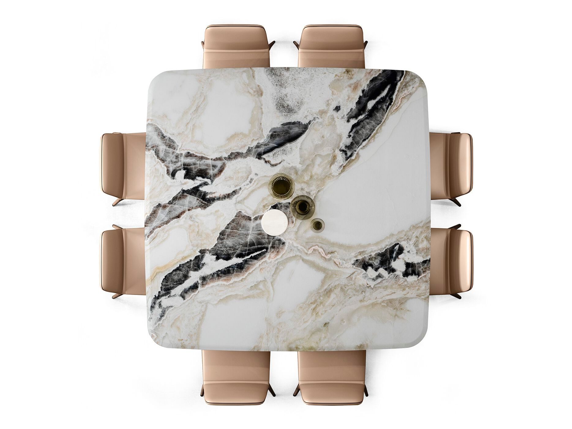 Квадратный стол с никелевым основанием и мраморной столешницей CEPPI Evergreen ARCH-00102178