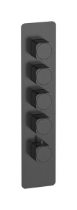 External part of thermostatic 4 ways, square plate, vertical, soft handle WE ARE IB eua416csneo_1 Brushed Black Chrome Aqua