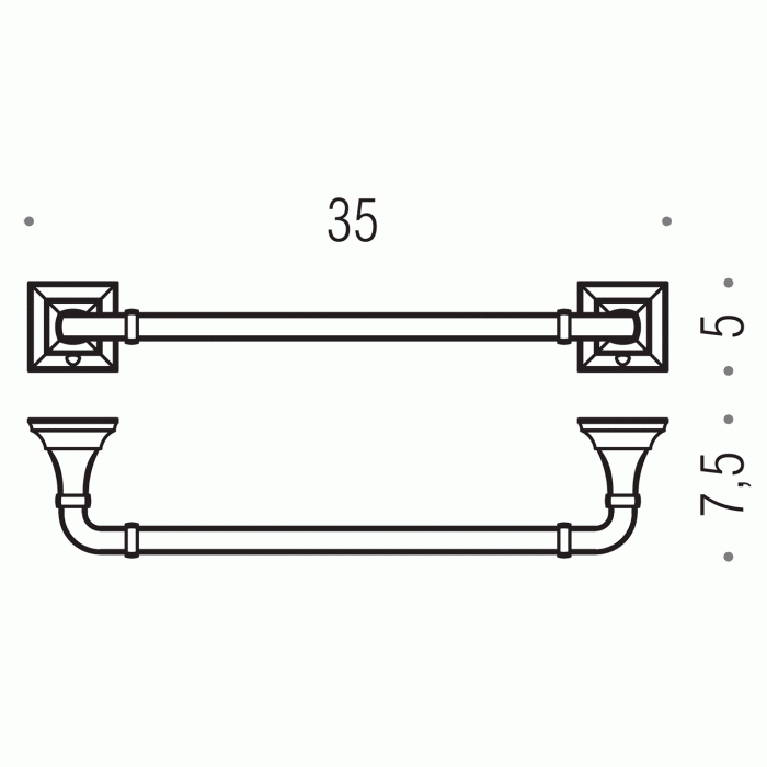 B3209 Полотенцедержатель 35 см (хром) COLOMBO PORTOFINO Colombo Design - Вид №2