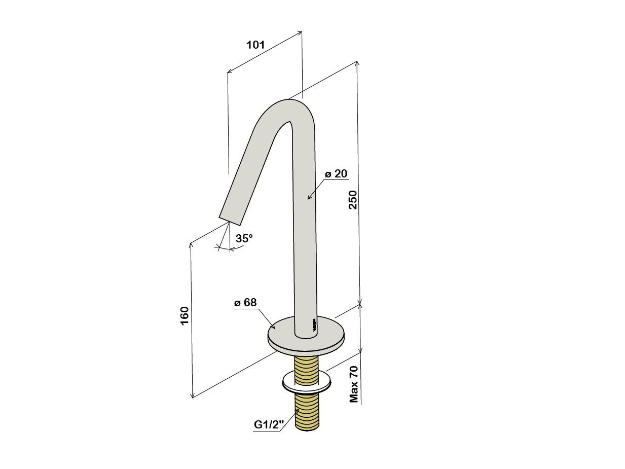 Дозирующий носик из нержавеющей стали для столешницы для умывальника Amphora катушка ARCH-00149783 - Вид №3