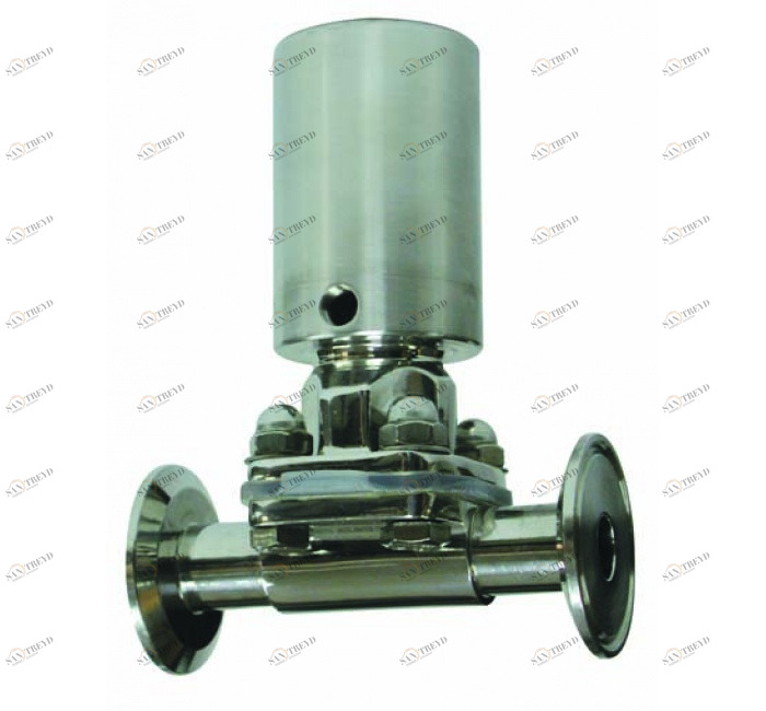 GENEBRE 2946 08 Хомуты мембранного клапана приводятся в действие пневматически. Привод с пружинным возвратом Н.З 