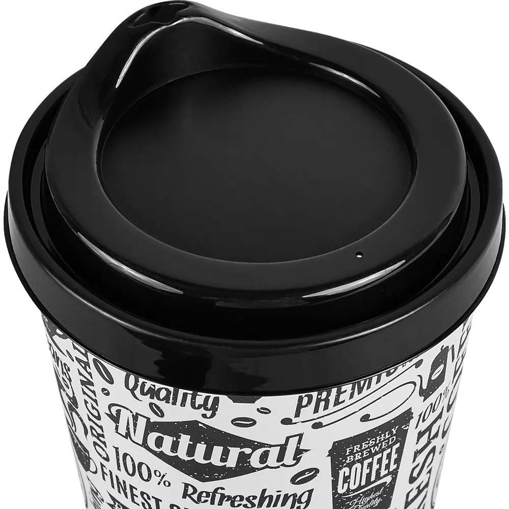 Стакан с крышкой Delinia с декором 550 мл пластик цвет черно-белый STLM-2038234 - Вид №3