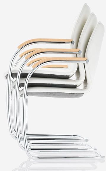 Brunner Штабелируемое кожаное кресло на консолях с подлокотниками Plaza sun-id-1464928 - Вид №3