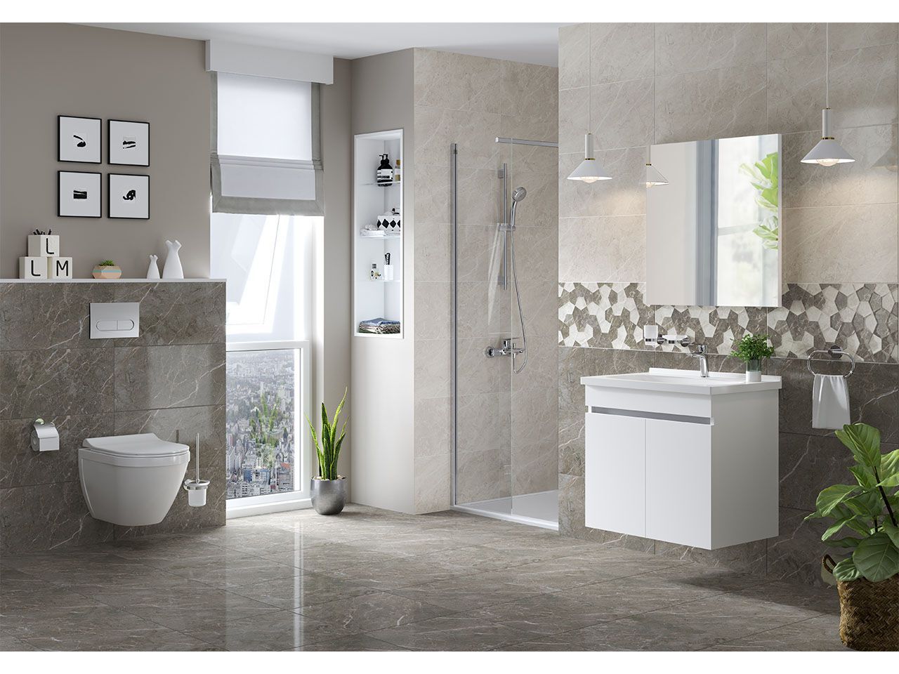 Керамогранит с мраморным эффектом Kaleseramik ванная комната ARCH-00086712 - Вид №3