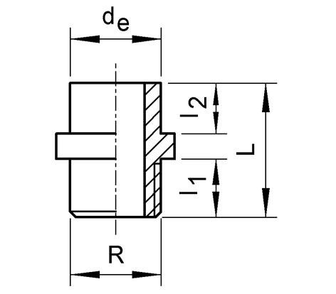 SANIT 616221 Адаптер ниппель, PP-H, SDR 11, внешняя резьба  - Вид №1