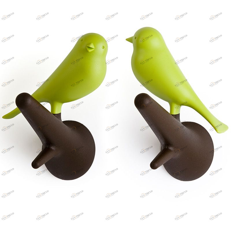 Вешалки настенные Sparrow 2 шт. коричневые-зеленые Qualy QL10067BNGN