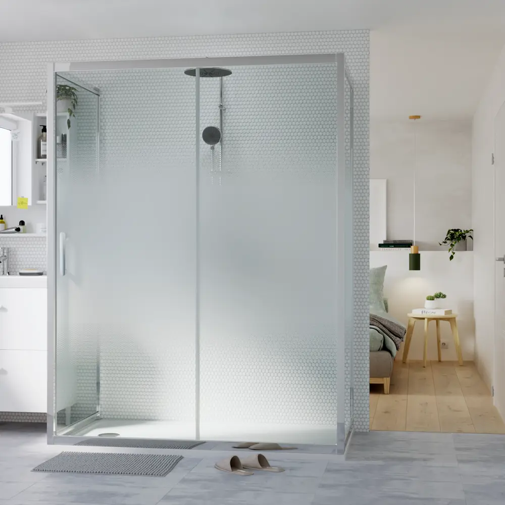 Комплект стекол для раздвижной душевой двери Sensea Easy 140 см стекло с шелкографией, цвет профиля на выбор 83631069 STLM-2109176 - Вид №21