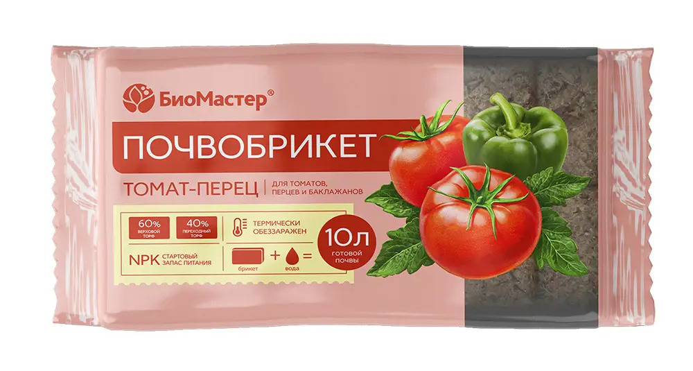 82375671 Почвобрикет БиоМастер Томат и перец, 10 л STLM-0025739