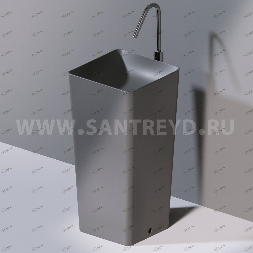 L506T0R0VT116 Раковина напольная ELITE SQUARE 420х420х870 мм без отверстия под смеситель Серый матовый AeT ITALIA
