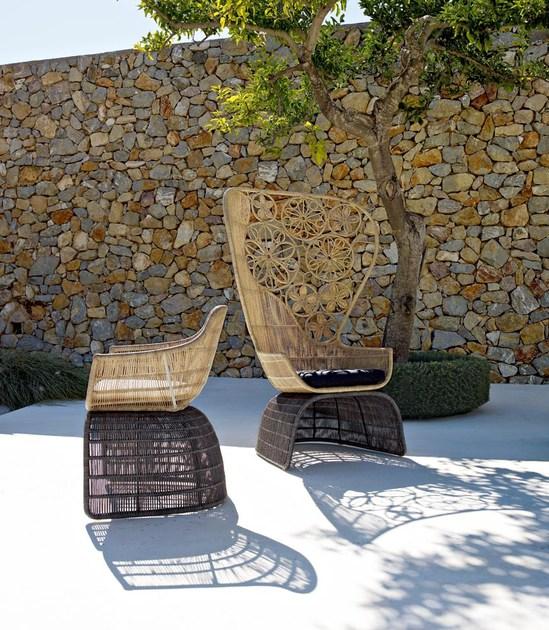 B&B Italia Outdoor Садовое кресло с плетением из полиэтилена или абаки Crinoline sun-id-1369462 - Вид №5