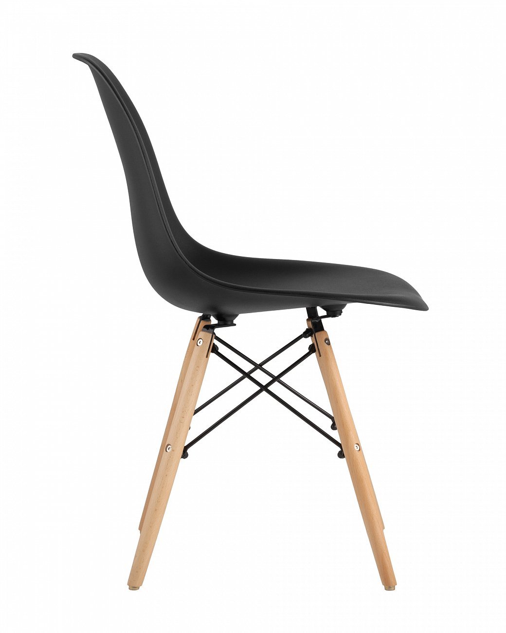 Стул со спинкой черный с деревянными ножками Eames EAMES ДИЗАЙНЕРСКИЕ, EAMES DSW 00-3882006 Черный  - Вид №1