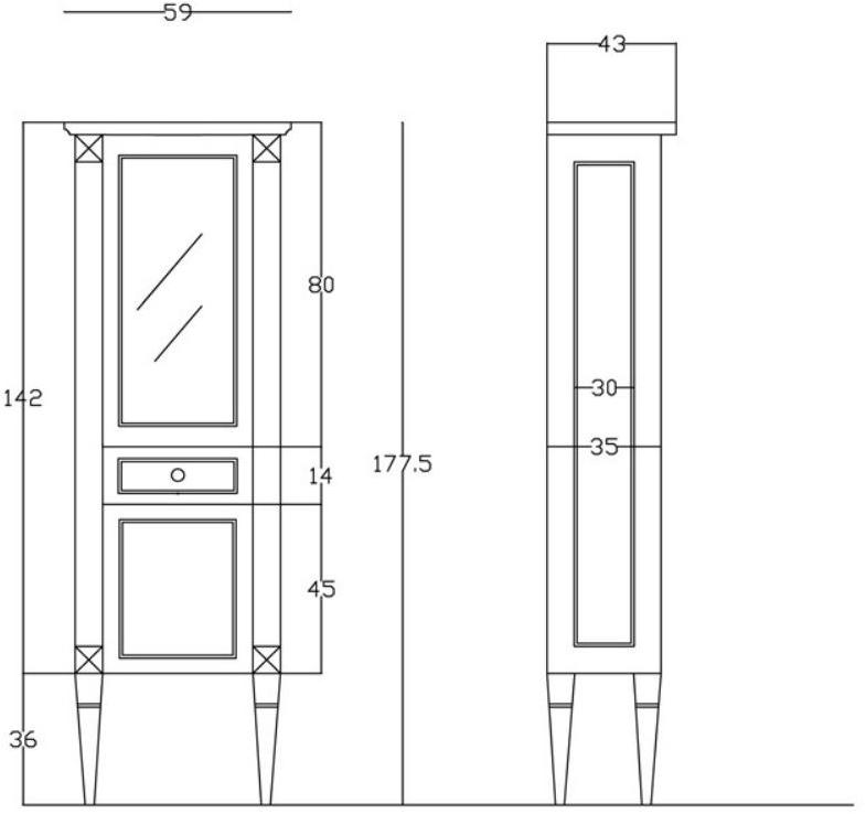 Gentry Home Высокий деревянный шкаф для ванной с дверцами Chester sun-id-1459970 - Вид №2
