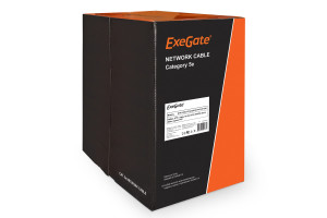 16492117 Кабель UTP 2 пары, категория 5e, CCA, 24AWG, бухта 305м, серый, PVC 256745 ExeGate