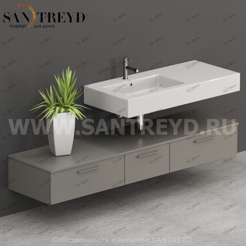 T18552CC2 Столешницы для использования в сочетании с тумбами и открытыми тумбами 185 см серая Globo ARREDO WOOD Италия Ceramica Globo