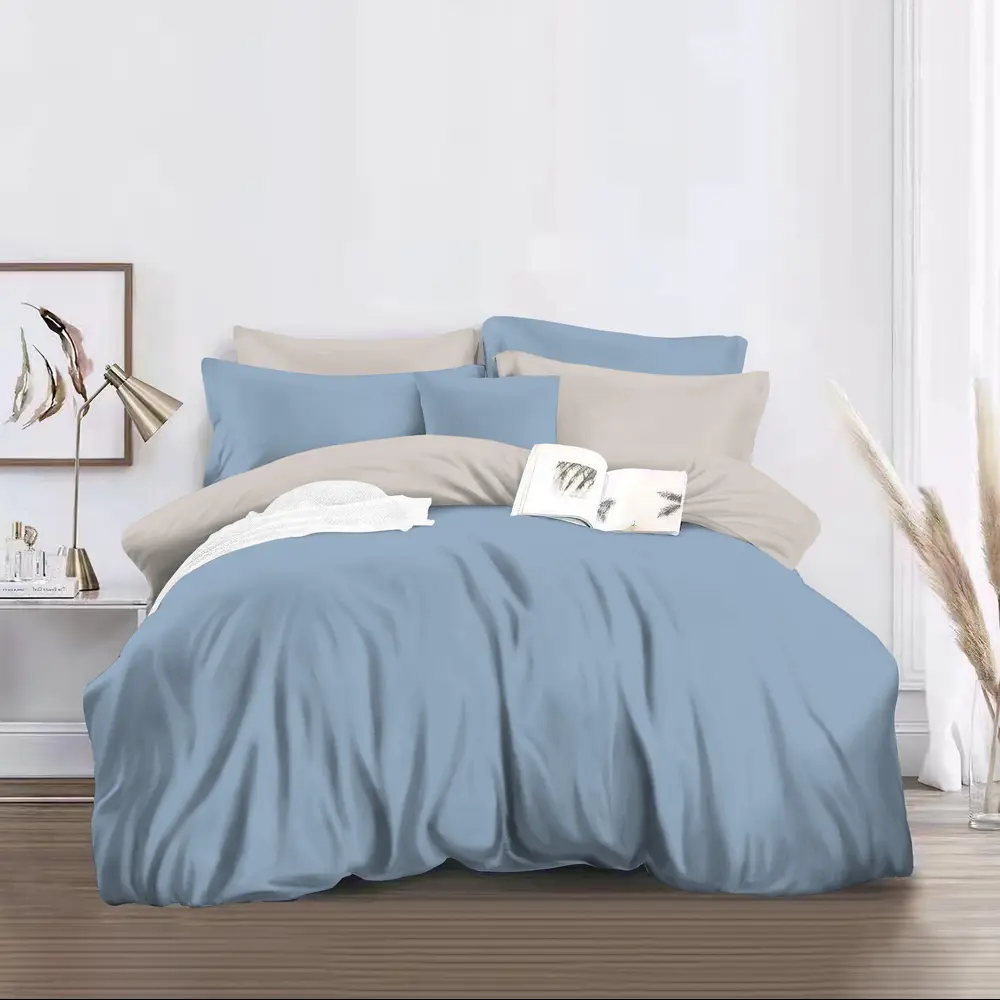 Santreyd Комплект постельного белья 409 — двуспальный полисатин в бежево-голубых тонах 89392429 STLM-1399920 - Вид №1