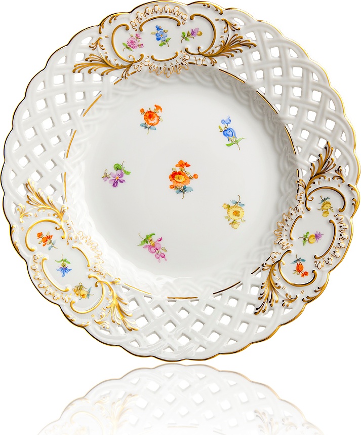 10558917 Meissen Блюдо ажурное 19см "Россыпь цветов" Фарфор 