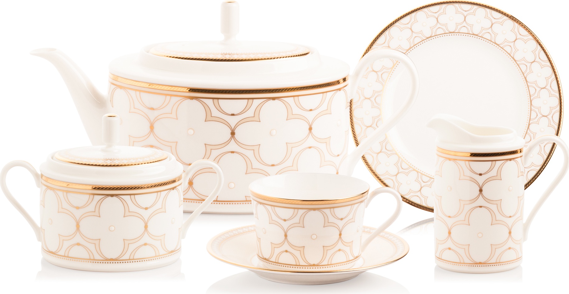 10628676 Noritake Сервиз чайный Noritake Трефолио,золотой кант на 6 персон 21 предмет Фарфор костяной 