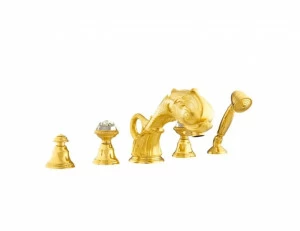 039216.E00.00 Набор для ванны с пятью отверстиями и кристаллами сваровски Золото 24К