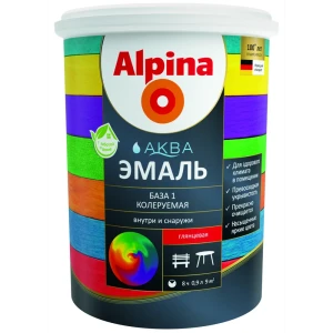 Эмаль Alpina Аква База 1 глянцевая цвет белый 0.9 л