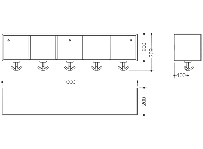 M20.02.003 Модуль ряда, 5 мест с эластичными тройными крючками HEWI Kids - Вид №2