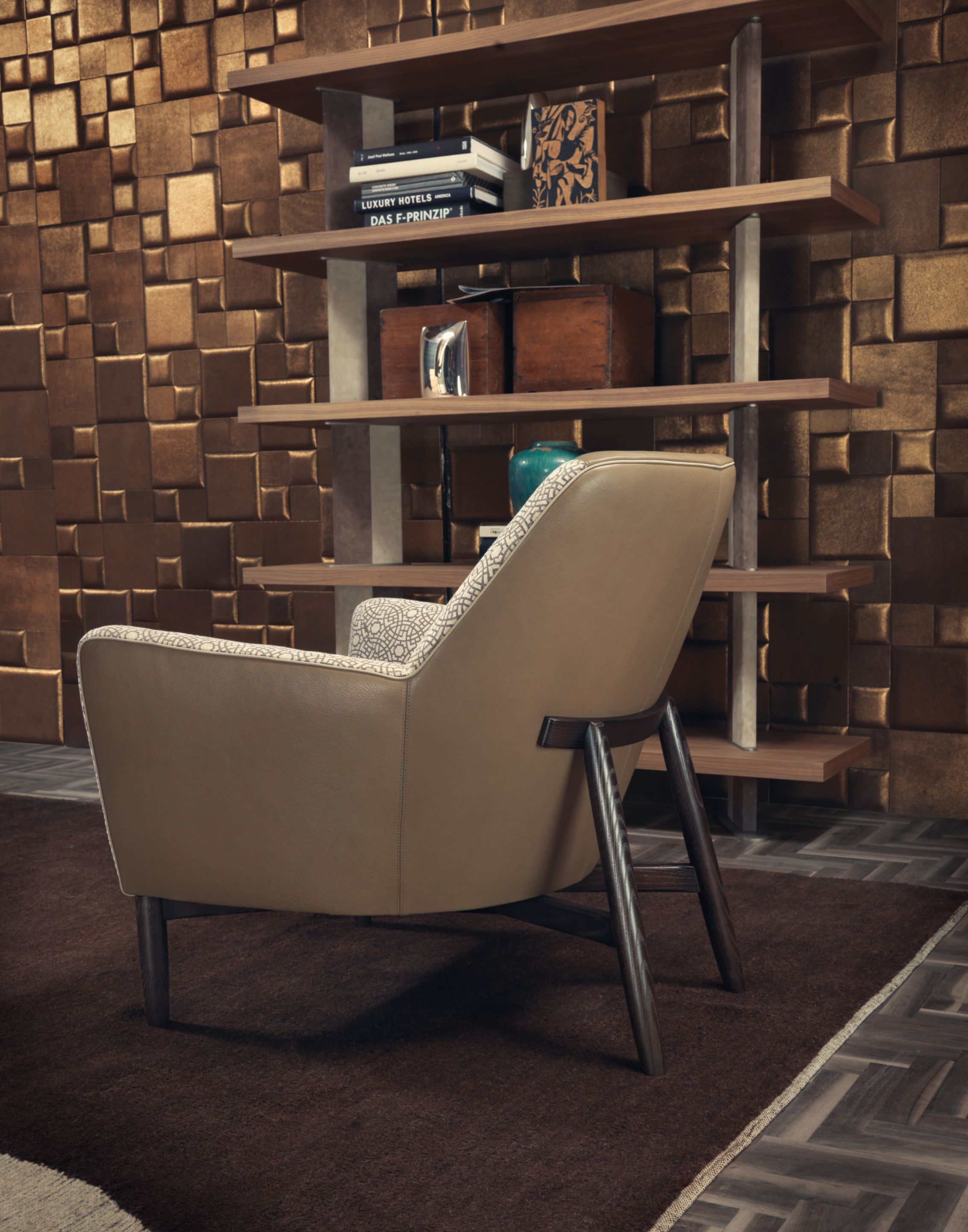 Кожаное и тканевое кресло с подлокотниками Borzalino EVE PLUS ARCH-00129537 - Вид №9