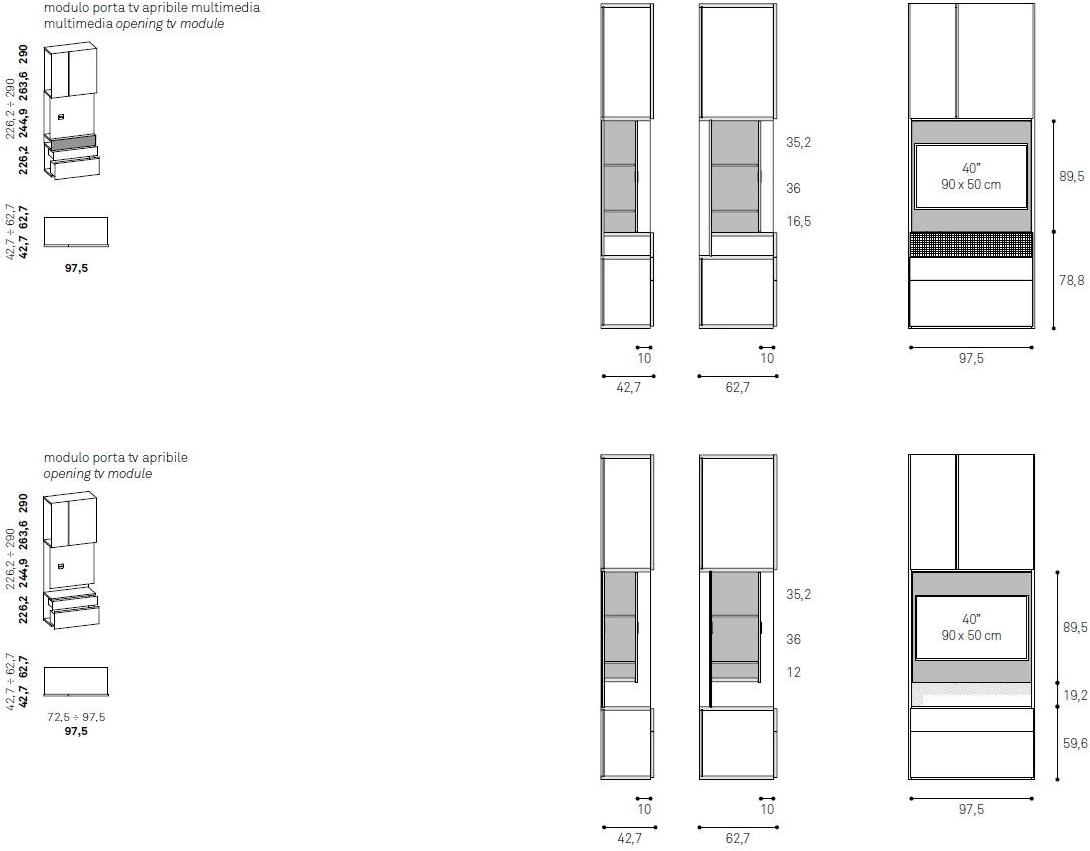 Caccaro Шкаф с открывающейся тумбой под телевизор Grafik sun-id-1395147 - Вид №4