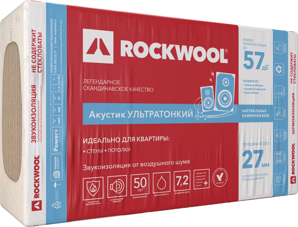 81980505 Звукоизоляция Rockwool Акустик ультратонкий 27 мм 7.2 м² STLM-1016341