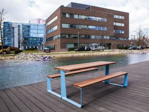 mmcité1 Стол для пикника из оцинкованной стали со встроенными скамейками