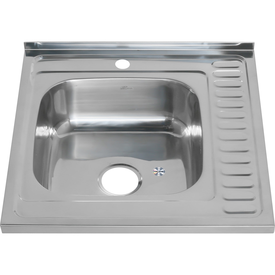 Мойка 6060 L MELANA 0,8/180 накладная прямоугольная с сифоном (006 t L *10) 006 t L (*10)