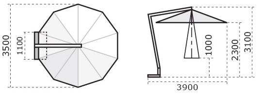 Scolaro Parasol Круглый зонт с боковой стойкой Palladio C3500 pab - Вид №5