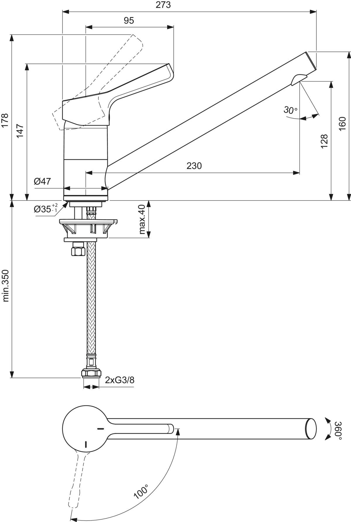 Смеситель для раковины с поворотным горлышком Ideal Standard Ceralife ARCH-00129308 - Вид №2