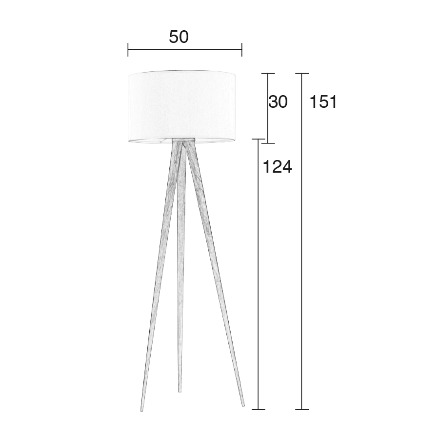 Лампа напольная Tripod Wood, белая Zuiver 5000806 - Вид №7