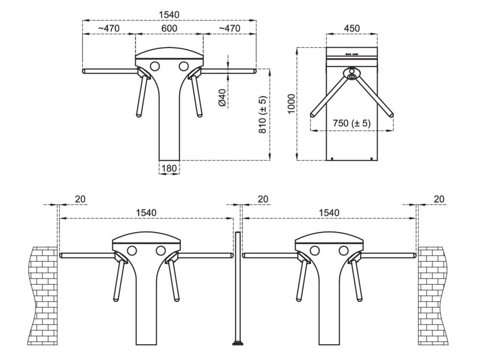 Турникет из нержавеющей стали CAME 602 D ARCH-00009689 - Вид №1