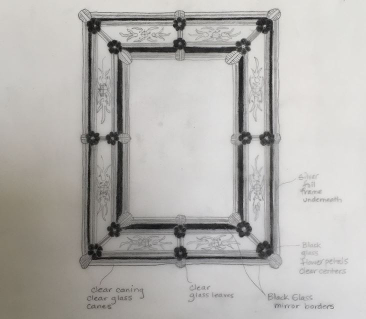 1666 ORIGINALMURANOGLASS Венецианское зеркало Сельво - Selvo - муранское стекло  см  - Вид №1