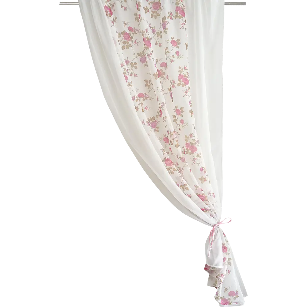Тюль на ленте для кухни «Комби» 140x160 см цвет розовый/молочный WITERRA STLM-2084654