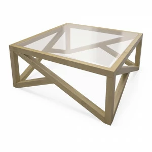 Журнальный столик стеклянный с фигурным основанием Neo Loft СТ-3 db MILLWOOD RAW 134449 Коричневый;прозрачный