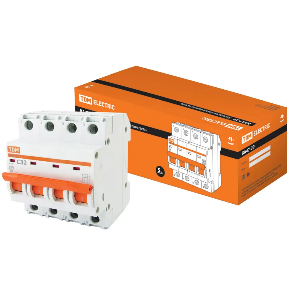 Автоматический выключатель TDM Electric ВА47-29 4P C32A для надежной защиты сетей 89347167 STLM-1118130 - Вид №4