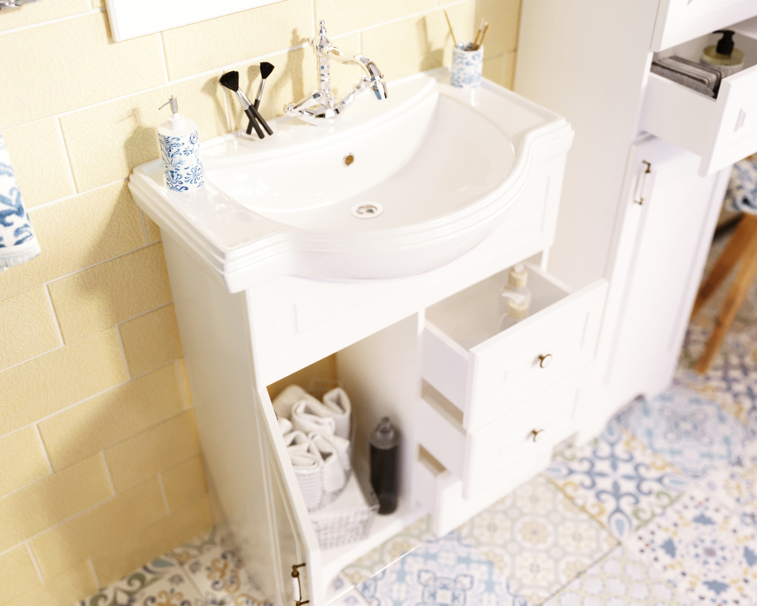 У94488 Тумба Прованс New 65Н 3в.я. 1д. Белый глянец 1 Marka Прованс - Вид №4