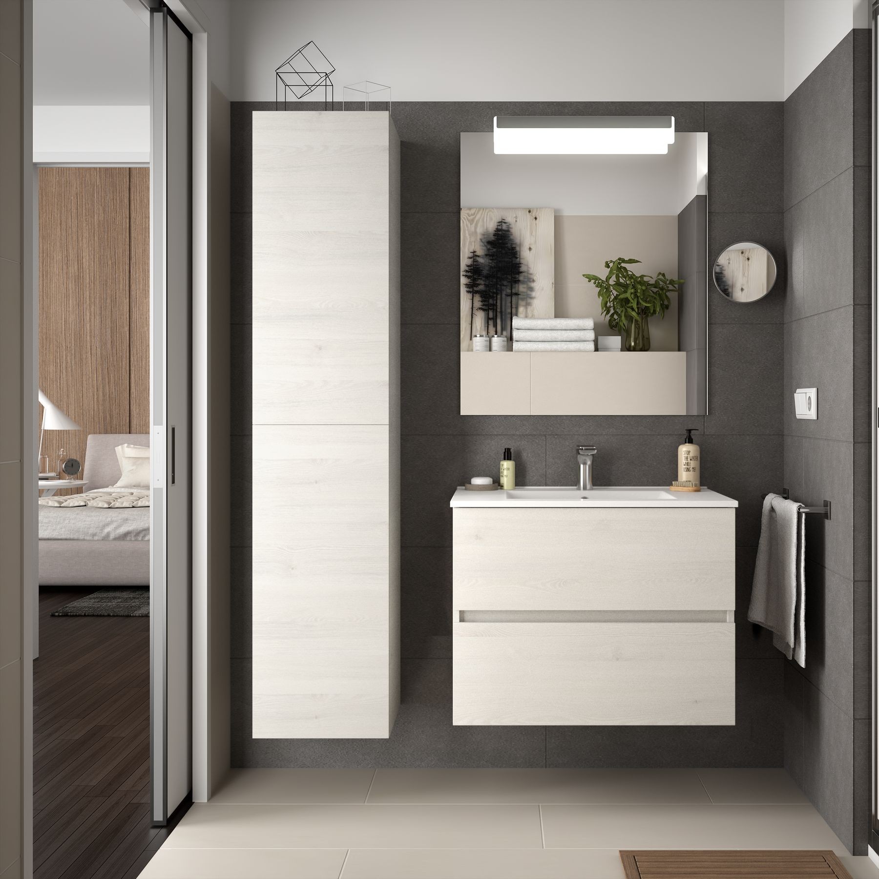 23319 SALGAR Мебель для умывальника FUSSION LINE 700 SBIANCATO с 2 ящиками 697 x 540 x 450 мм Sbiancato Fussion Chrome