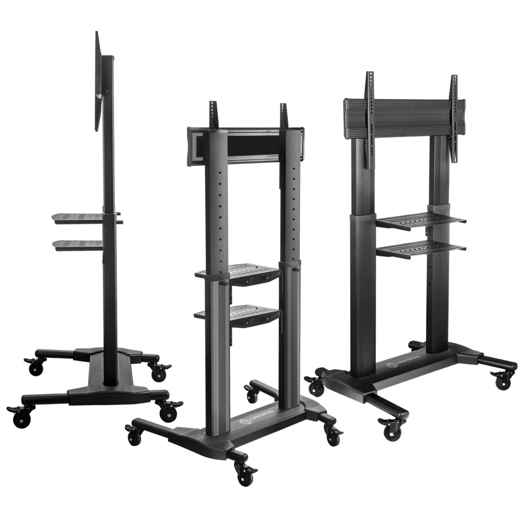 TS2771 BLACK Мобильная стойка на 1 тв/ 42-80" от 200х200 до 700х400, макс нагр 45.5кг, высота 950-1600мм, регулировка полки по высоте, кабель канал внутри столбов, черная ONKRON Santreyd  - Вид №2