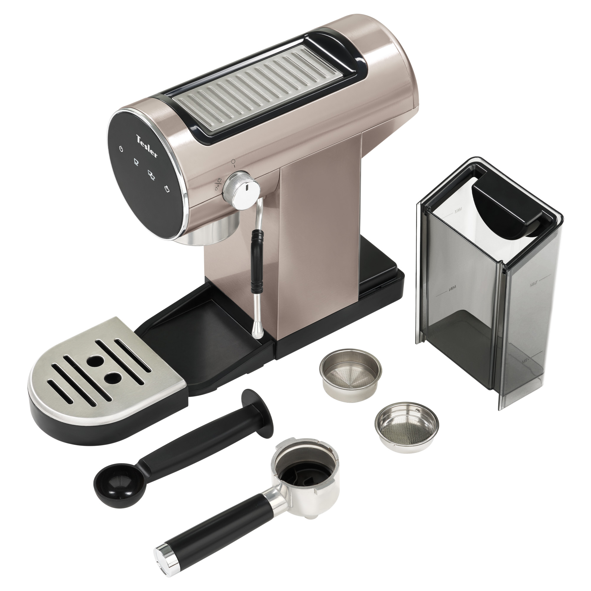 9130746 Кофеварка рожковая Tesler ECM-260 SAND GREY коричневый STDN-0118511 - Вид №7