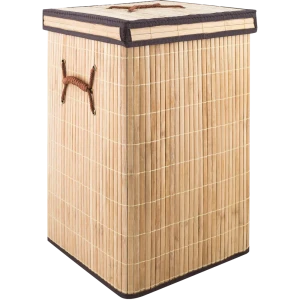 Корзина для белья складная квадратная, 45 л, бамбук