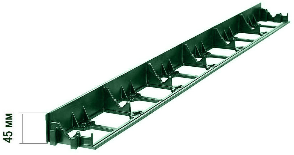 Пластиковый бордюр 45 мм, длина 1 м, зелёный ГеоПластБорд