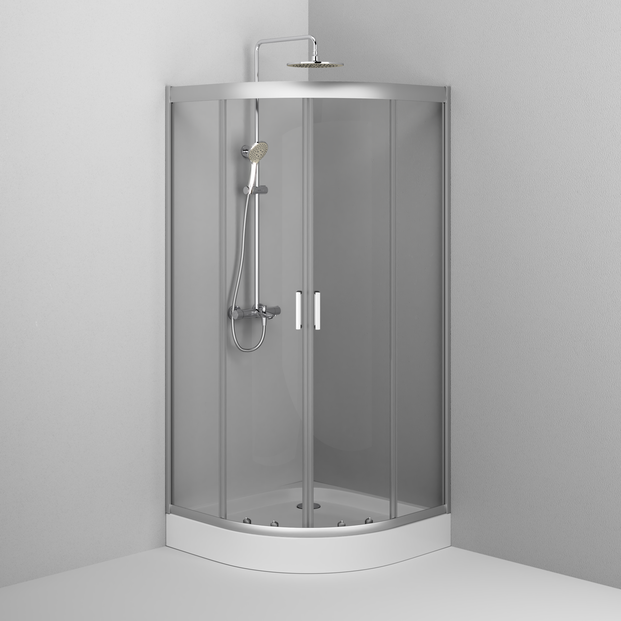 W90G-401-090WT душевое ограждение 90х90 стекло прозрачное профиль матовое серебро без поддона AM.PM Gem - Вид №1