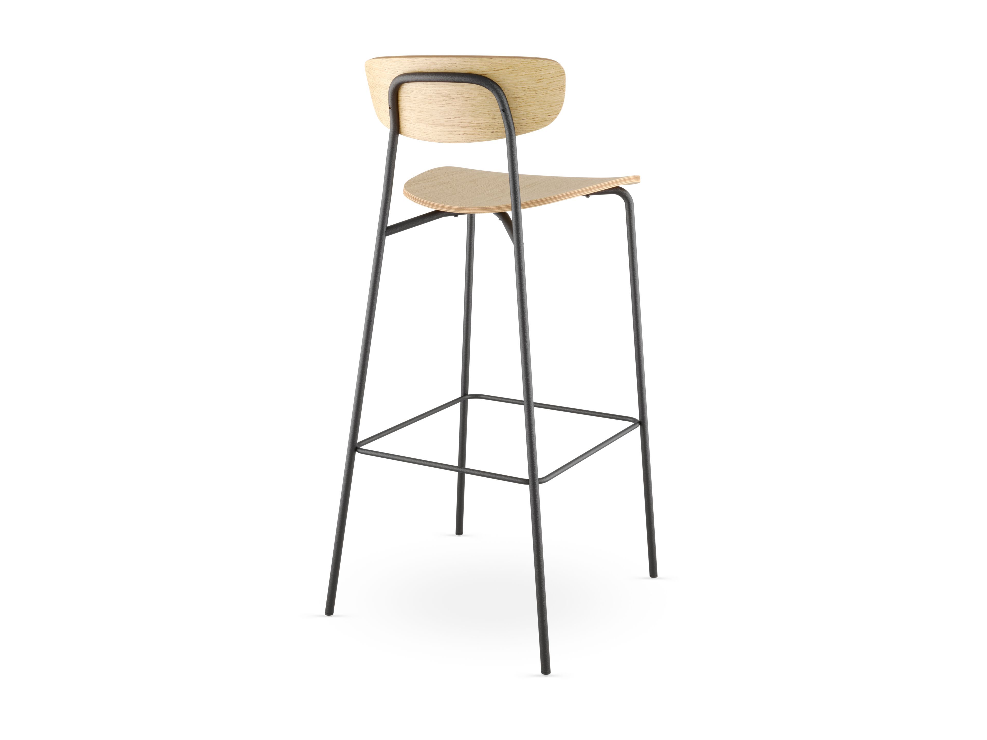 Стальной и деревянный барный стул с подставкой для ног LD Seating Trivi ARCH-00127846 - Вид №3