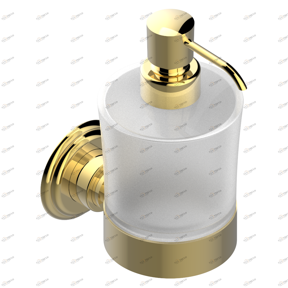 U6E-613 Дозатор для жидкого мыла настенный Thg-paris Pétale de Cristal, прозрачный хрусталь с золотой каймой Золото U6E-613 CAT.F