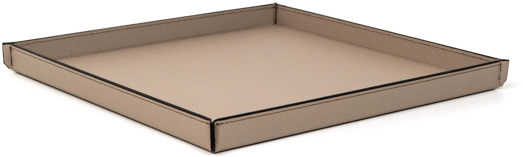 Квадратный поднос Leslie - 30X30XH2,5 см / тканая кожа_кофе